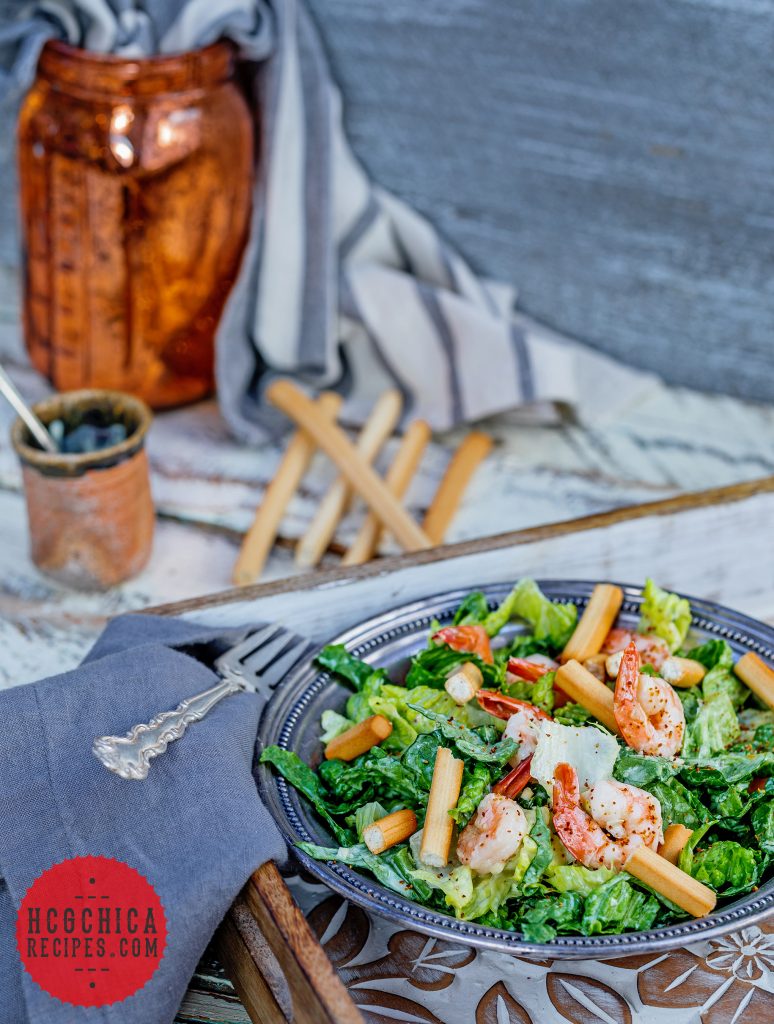 Phase 2 hCG Diet Seafood Recipe - 165 calories: Grilled Shrimp Caesar Salad - hcgchicarecipes.com - protein + veggie meal