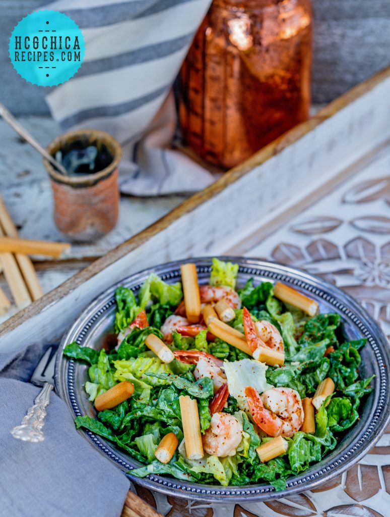 Phase 2 hCG Diet Seafood Recipe - 165 calories: Grilled Shrimp Caesar Salad - hcgchicarecipes.com - protein + veggie meal