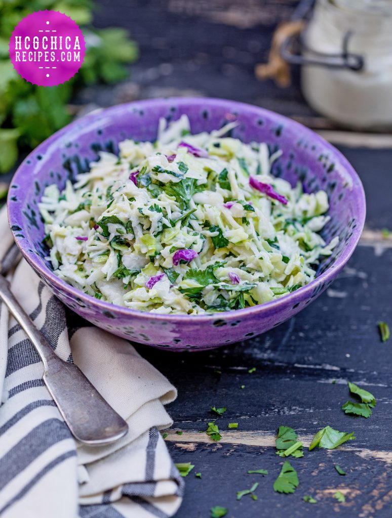 Phase 2 hCG Diet Vegetable Recipe: Lime Yogurt Slaw - 55 calories - hcgchicarecipes.com - veggie dish