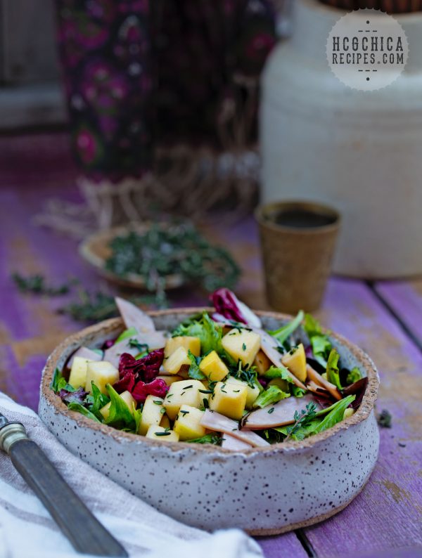 Phase 2 hCG Diet Recipe - 186 calories: Ham Apple Spring Mix Salad - hcgchicarecipes.com - Protein + Veggie Meal