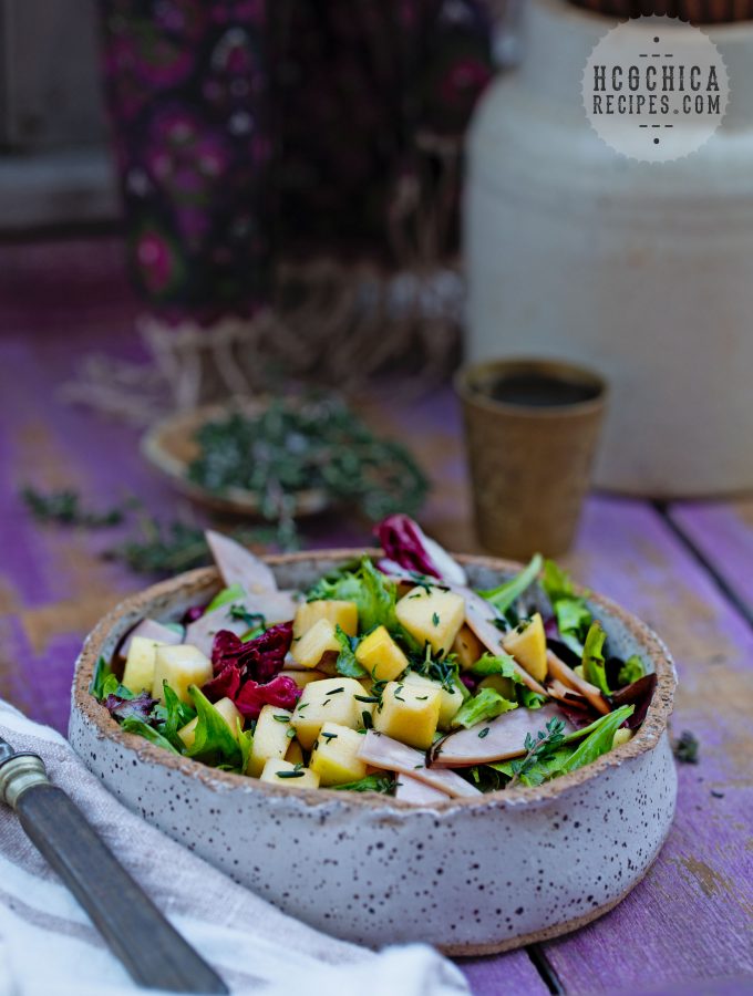 Phase 2 hCG Diet Recipe - 186 calories: Ham Apple Spring Mix Salad - hcgchicarecipes.com - Protein + Veggie Meal