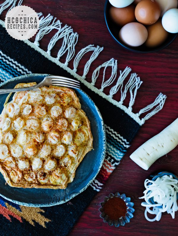 140 calories - P2 hCG Diet Vegetable Recipe: Daikon Radish Waffle with Eggs - hcgchicarecipes.com - Protein + Veggie Dish