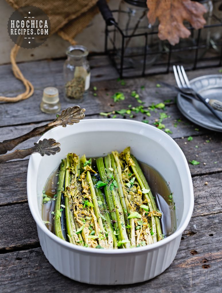 46 calorie P2 hCG Diet Vegetable Recipe: Whole Braised Celery - hcgchicarecipes.com - veggie meal