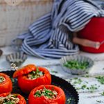 P2 hCG Diet Lunch/ Dinner Recipe - 190 calories: Mediterranean Baked Chicken Stuffed Tomatoes - hcgchicarecipes.com - protein + veggie meal