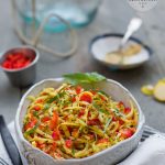 P2 hCG Diet Vegan Vegetarian Recipe - 57 calories: Shaved Squash Salad w/ Red Bell Pepper - hcgchicarecipes.com - veggie meal