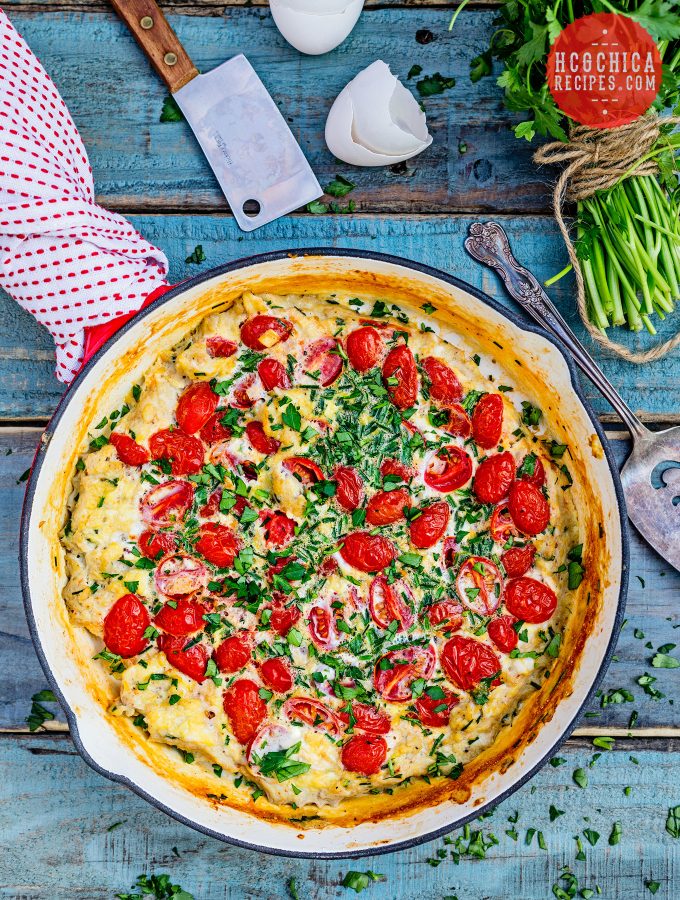 P2 hCG Diet Egg Recipe: Spanish Tortilla with Cherry Tomatoes - 185 calories - hcgchicarecipes.com - protein + veggie meal
