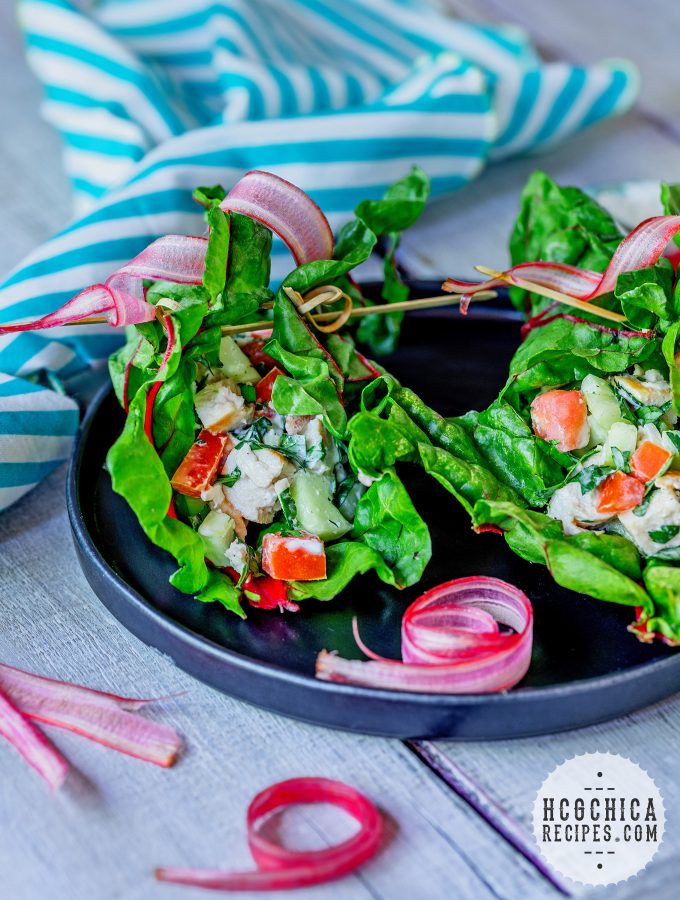 Phase 2 hCG Diet Lunch Recipe - 172 calories: Chicken Ranch Wrap with chard & cucumber - hcgchicarecipes.com - protein + veggie meal