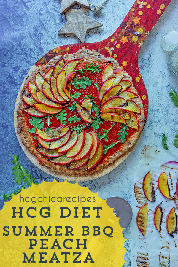 P2 hCG Diet Chicken Recipe: Summer BBQ Peach Meatza - 212 calories - hcgchicarecipes.com - protein + veggie + fruit meal