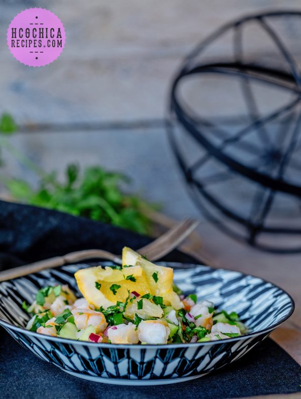 Phase 2 hCG Diet Seafood Recipe - 144 calories: Shrimp Ceviche Salad - hcgchicarecipes.com - protein + veggie + 1/2 fruit meal