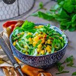 P2 hCG Diet Vegetarian Recipe - 61 calories: Cucumber & Peach Mojito Salad - hcgchicarecipes.com - veggie + fruit meal