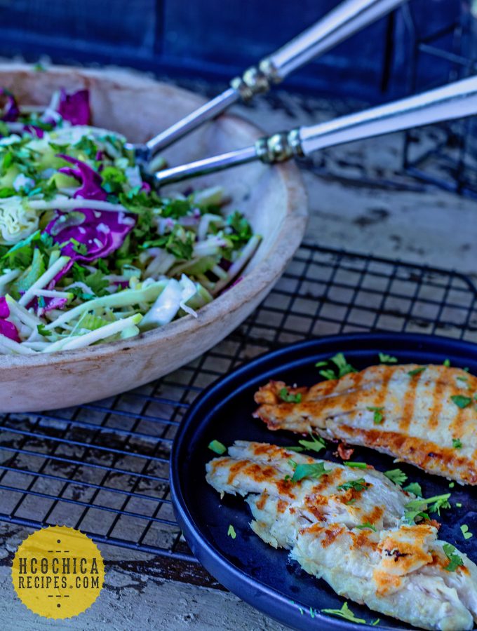 Phase 2 hCG Diet Seafood Recipe: Apple Celery Slaw w/ Grilled Fish - 194 calories - hcgchicarecipes.com - protein + veggie + fruit meal