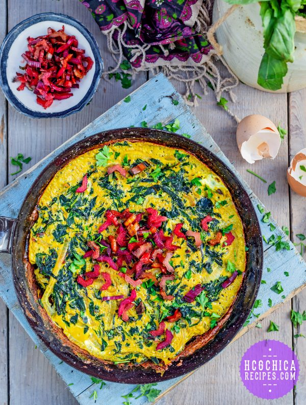 Phase 2 hCG Diet Egg Recipe - 173 calories per serving: Swiss Rainbow Chard Frittata - hcgchicarecipes.com - protein + veggie