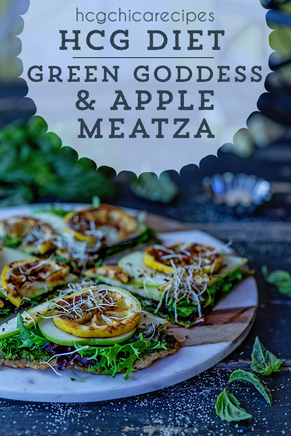 Phase 2 hCG Diet Chicken Recipe - 217 calories: Green Goddess & Apple Meatza - hcgchicacrecipes.com - protein + veggie + 1/2 fruit meal