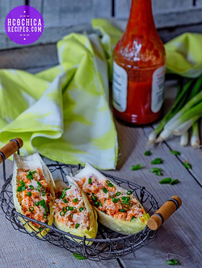P2 hCG Diet Seafood Recipe - 118 calories: Crab Salad Stuffed Endive - hcgchicarecipes.com - protein + veggie meal