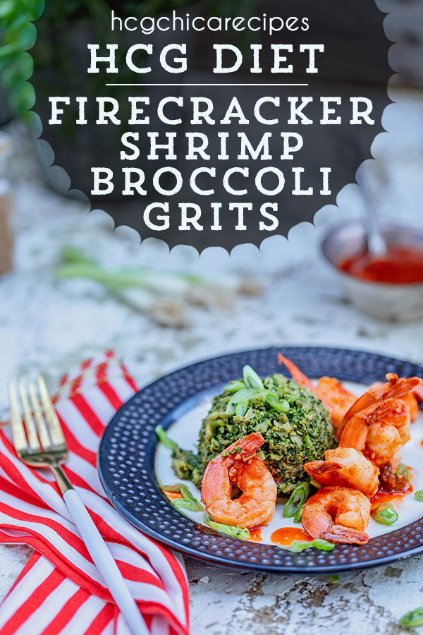 Phase 2 hCG Diet Seafood Recipe - 194 calories: Firecracker Shrimp w/ Broccoli Grits - hcgchicarecipes.com - protein + veggie meal