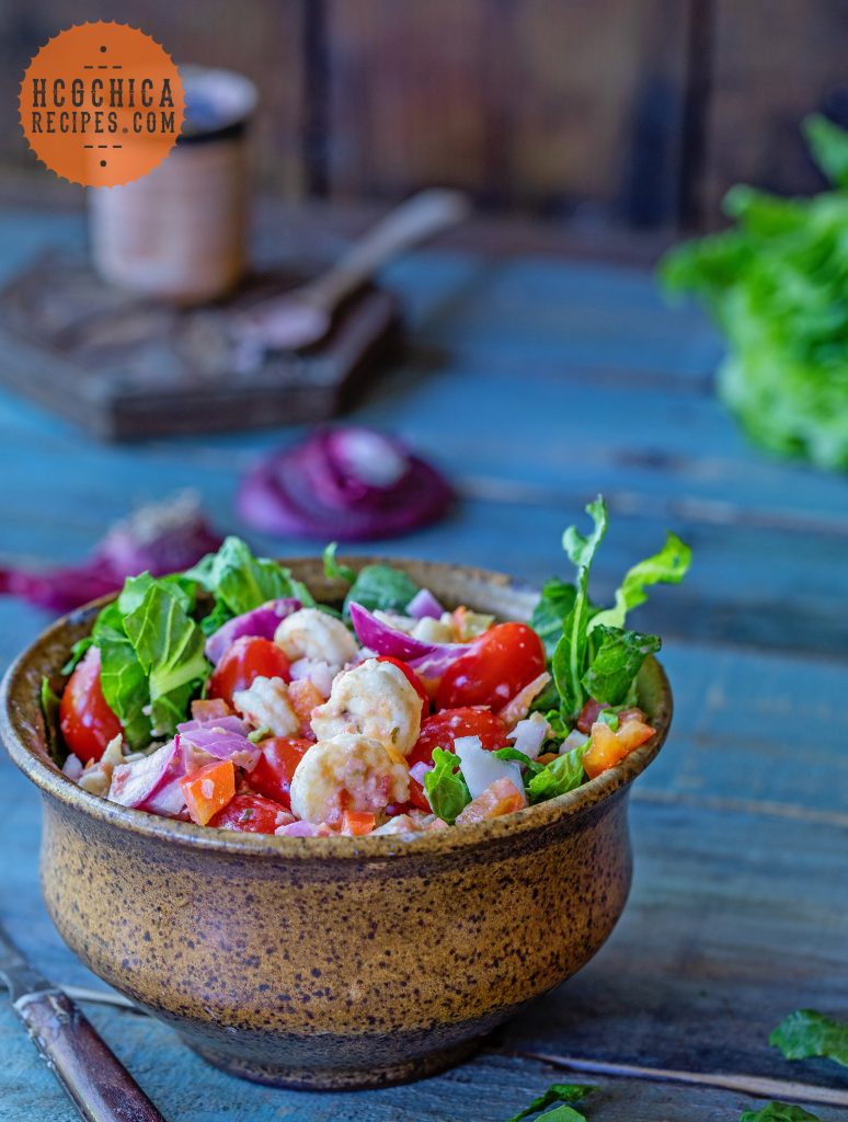 P2 hCG Diet Seafood Recipe - 189 calories: Southwest Shrimp Salad - hcgchicarecipes.com - protein + veggie meal