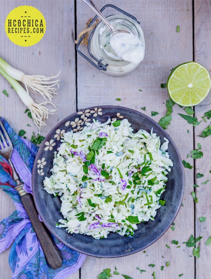 Phase 2 hCG Diet Alternative Protein Recipe: Creamy Lime Coleslaw - 167 calories - hcgchicarecipes.com - protein + veggie