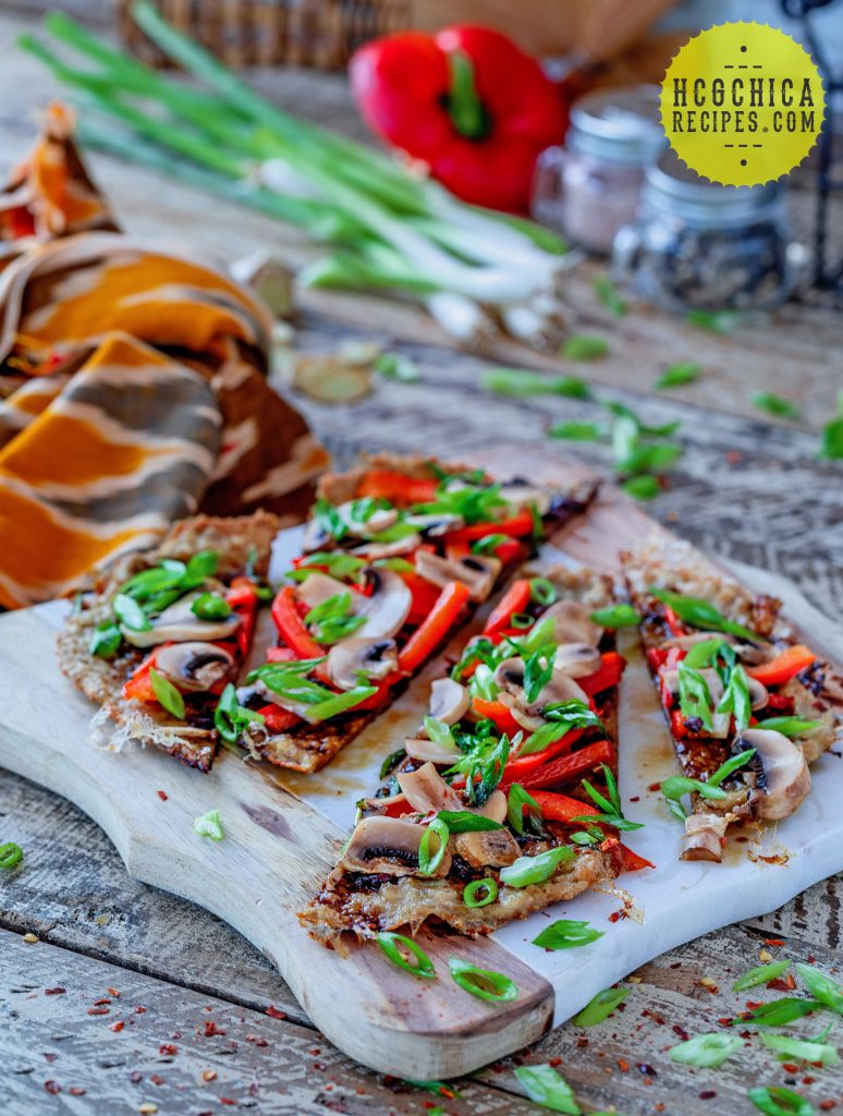 P2 hCG Diet Chicken Recipe: Asian Meatza - 187 calories - hcgchicarecipes.com - protein + veggie meal