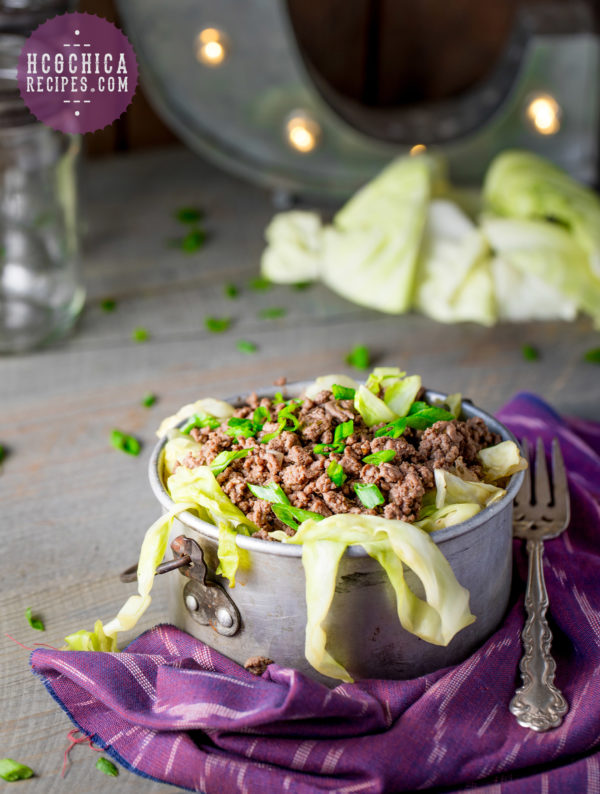 Phase 2 hCG Diet Main Meal Recipe: Southern Cabbage and Ground Beef - 190 calories - hcgchicarecipes.com - protein + veggie