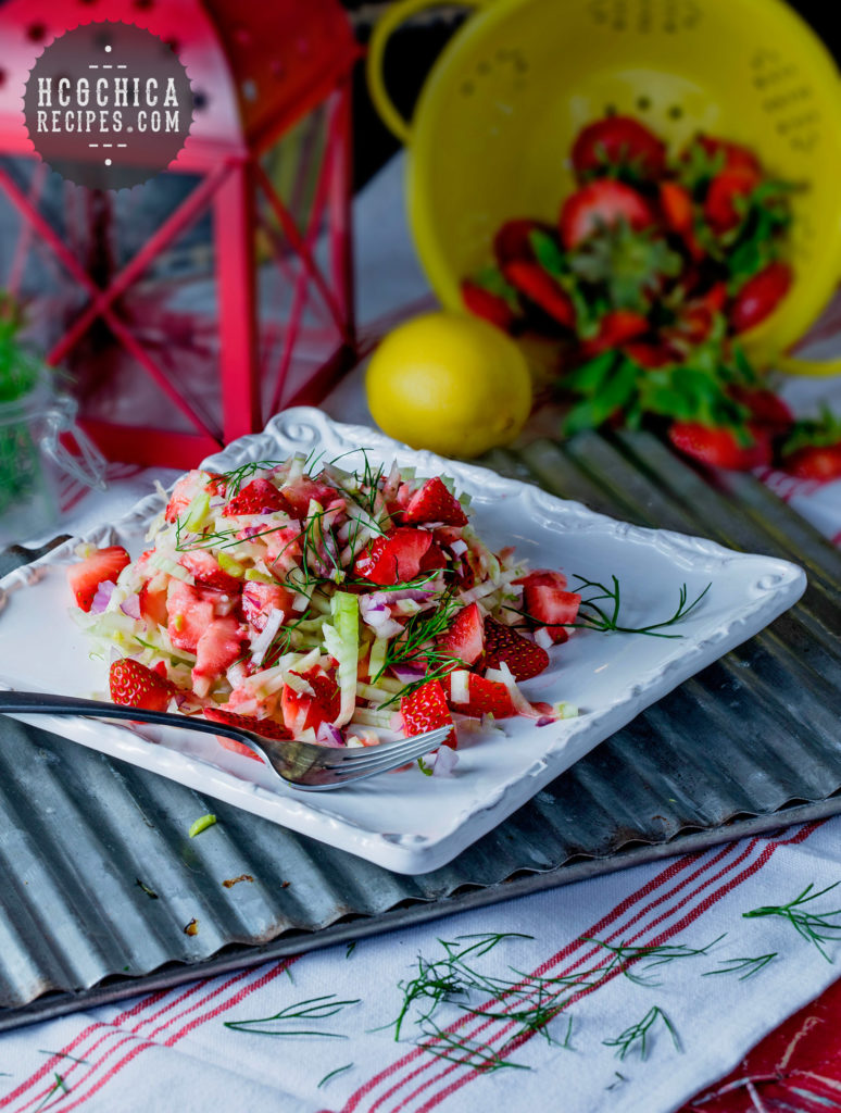 P2 hCG Diet Recipe - 92 calories: Strawberry Fennel Salad - hcgchicarecipes.com - veggie + fruit