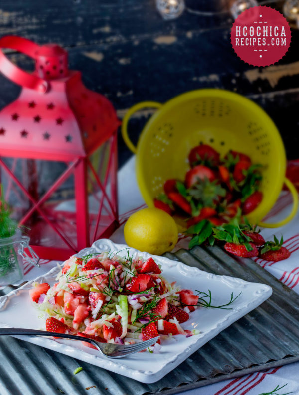 P2 hCG Diet Recipe - 92 calories: Strawberry Fennel Salad - hcgchicarecipes.com - veggie + fruit