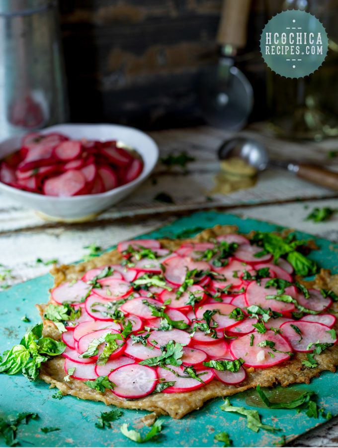 184 calories - Phase 2 hCG Main Meal Recipe: Slivered Radish Meatza - hcgchicarecipes.com - protein+veggie meal