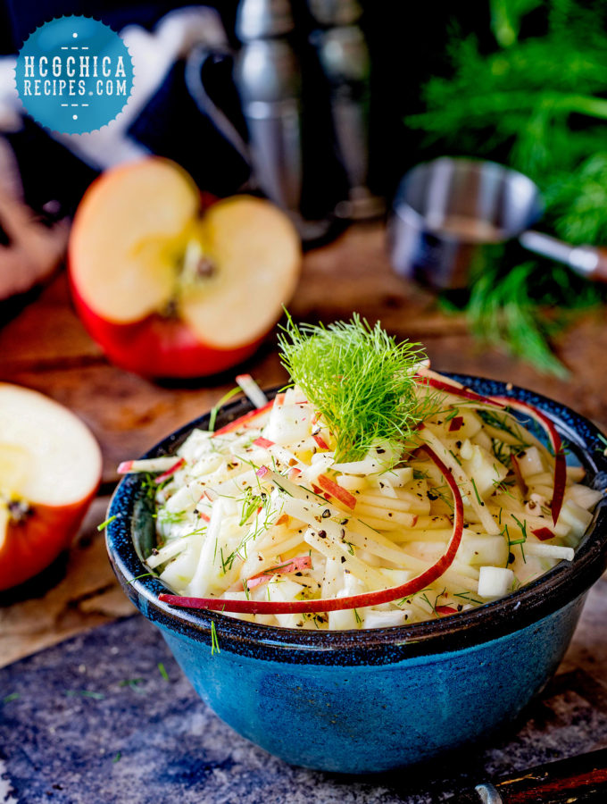 213 calories - P2 hCG Protocol Salad Recipe: Cottage Cheese Fennel Apple Salad - hcgchicarecipes.com - protein + veggie + fruit meal