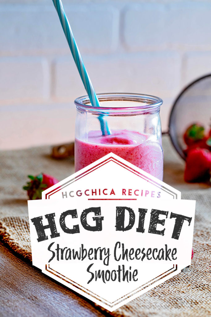 P2 hCG Diet Dessert Recipe: Strawberry Cheesecale Smoothie - 119 calories - hcgchicarecipes.com - protein + fruit meal
