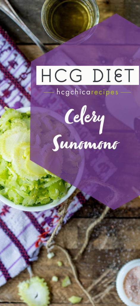 Phase 2 hCG Diet Salad Recipe: Celery Sunomono - 65 calories - hcgchicarecipes.com - veggie meal