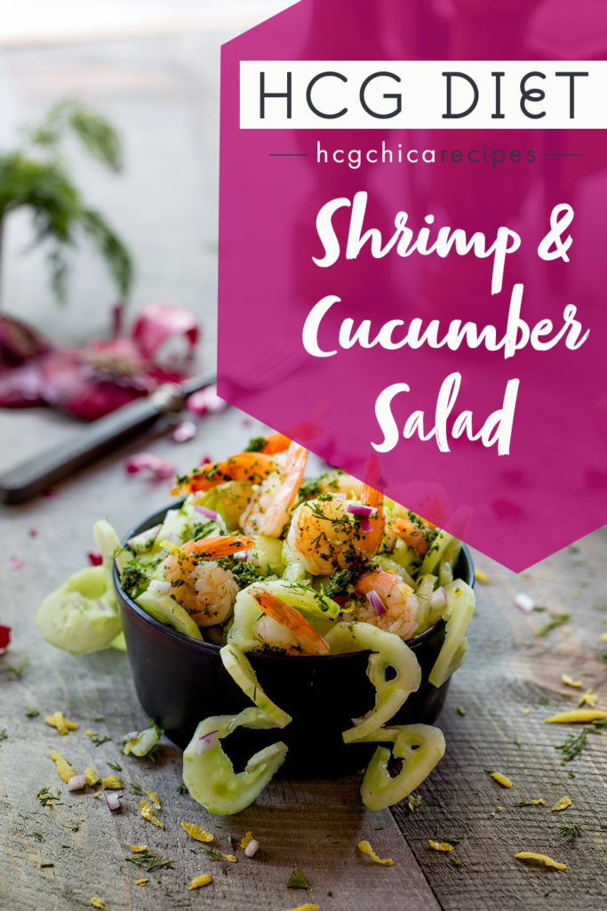 P2 hCG Protocol Main Meal Recipe: Shrimp and Cucumber Salad - 152 calories - hcgchicarecipes.com - protein + veggie meal