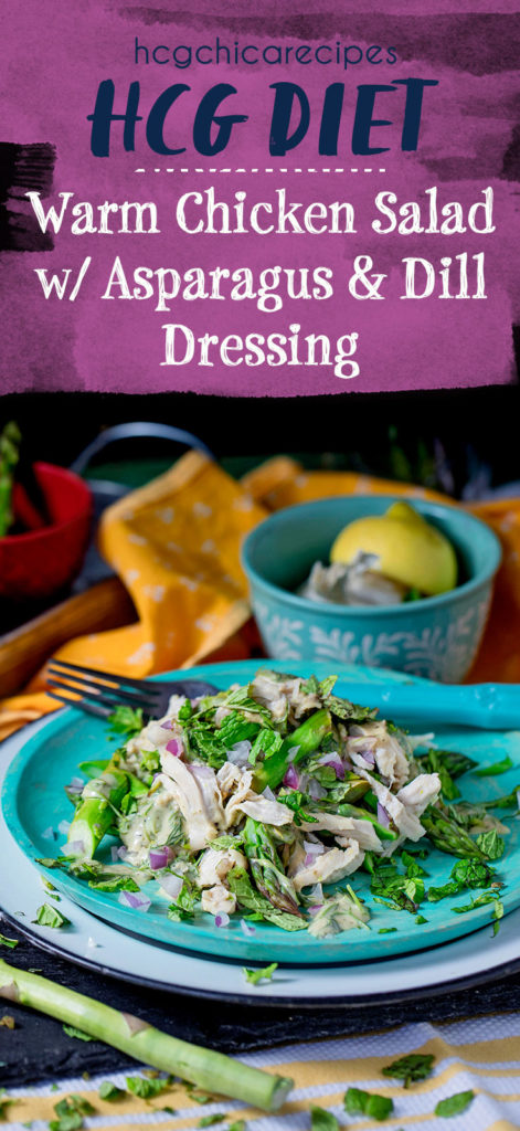 Phase 2 hCG Diet Lunch Recipe: Warm Chicken Salad with Asparagus and Dill Dressing - 184 calories - hcgchicarecipes.com - protein + veggie meal