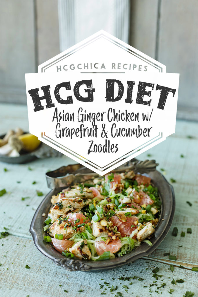 Phase 2 hCG Protocol Main Meal Recipe: Asian Ginger Chicken w/ Grapefruit & Cucumber Zoodles - 204 calories - hcgchicarecipes.com - protein + veggie + fruit meal