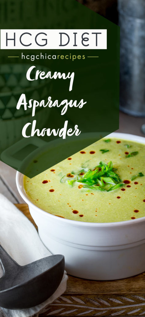 Phase 2 hCG Diet Main Meal Recipe: Creamy Chicken and Asparagus Chowder - 189 calories - hcgchicarecipes.com - protein + veggie meal
