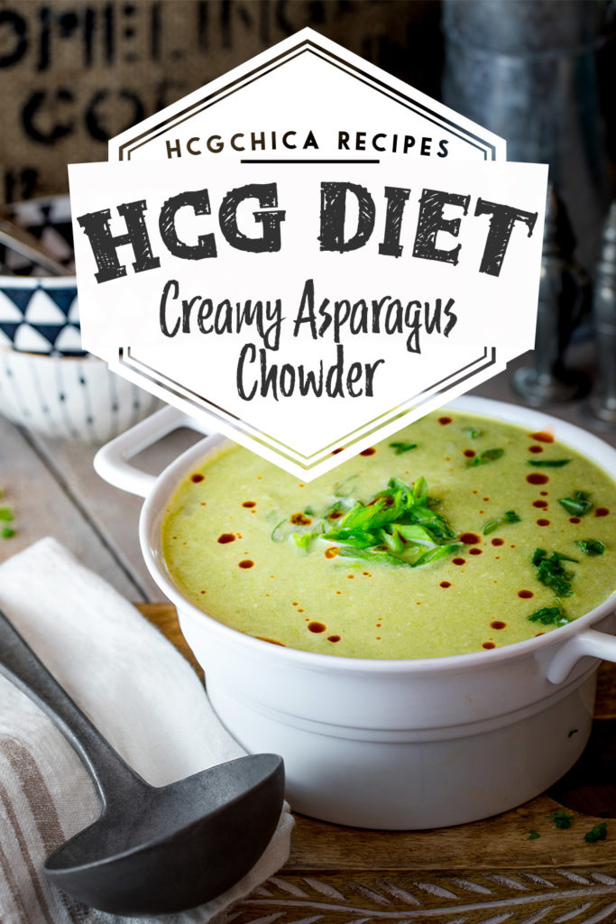Phase 2 hCG Protocol Main Meal Recipe: Creamy Chicken and Asparagus Chowder - 189 calories - hcgchicarecipes.com - protein + veggie meal