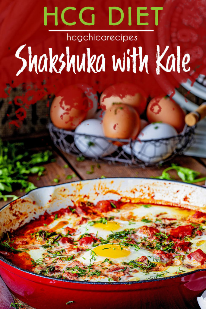 Phase 2 hCG Protocol Main Meal Recipe: Shakshuka with Kale - 210 calories - hcgchicarecipes.com - protein + veggie meal