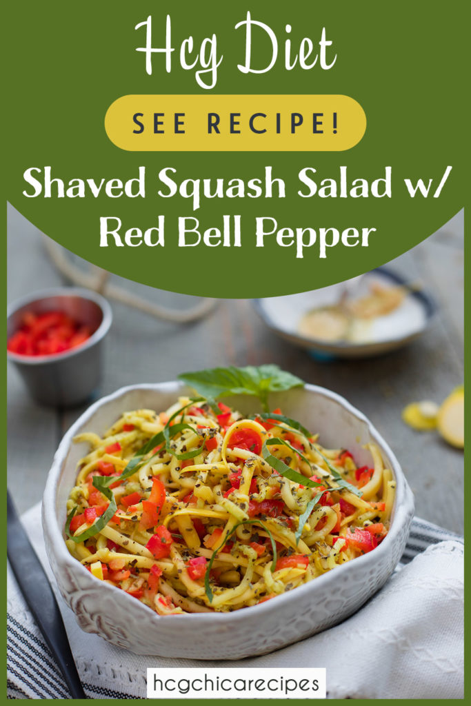 Phase 2 hCG Diet Lunch Recipe: Shaved Squash Salad w/ Red Bell Pepper - 57 calories - hcgchicarecipes.com - veggie meal